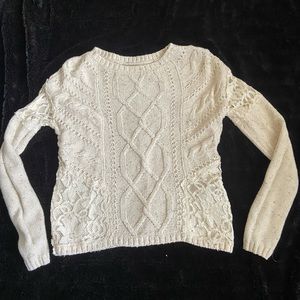 Hollister knitted cream sweater with lace detail